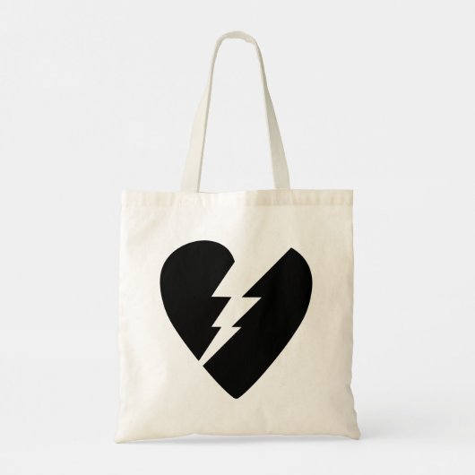 Tote Bag Art vectoriel du coeur brisé noir et blanc (Dos)