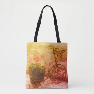 Tote Bag Art vélo fleur Vintage en détresse