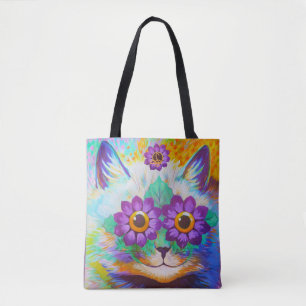 Tote Bag Art vintage de chat de Louis Wain flower power