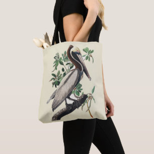 Tote Bag Art Vintage d'Oiseau Marin Côtier Pélican Brun d'A