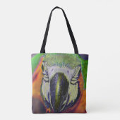 Tote Bag Art Visage Parrographique En Macao Bleu Et Or (Dos)