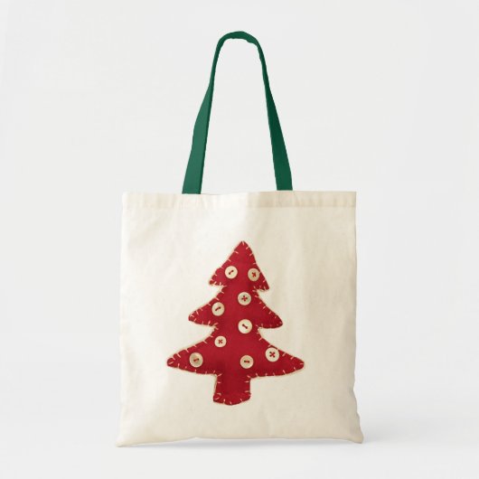 Tote Bag Artisanat Arbre de Noël Rouge avec Baubles Boutons (Devant)