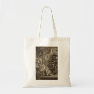Tote Bag Artiste de tatouage de chat sépia vintage – Drôle 
