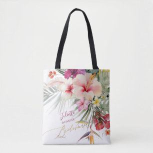 Tote Bag ArtsApp Tropical Paradise Flowers Bridesmaid Cadea