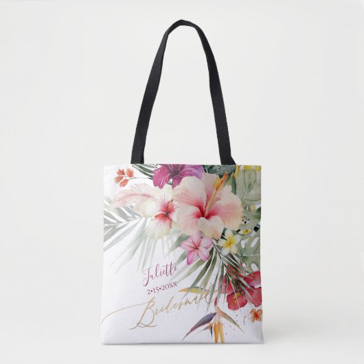 Tote Bag ArtsApp Tropical Paradise Flowers Bridesmaid Cadea (Devant)