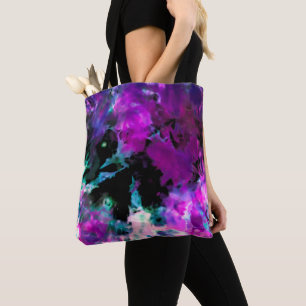 Tote Bag Artsy Abstrait moderne noir pourpre teint teinture