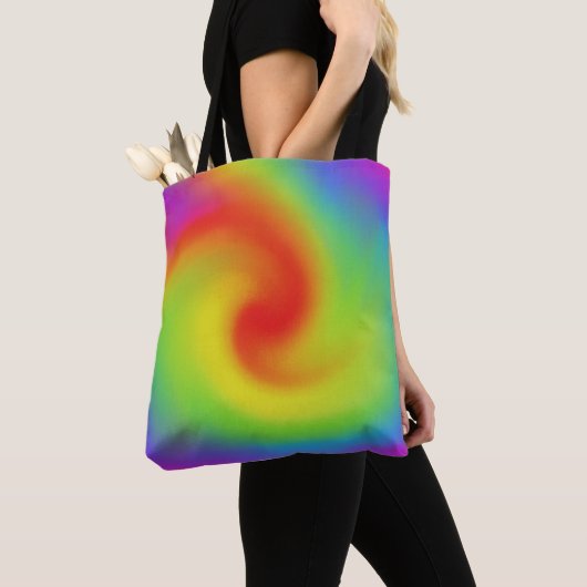 Tote Bag Artwork Abstrait Rainbow Swirl (De près)