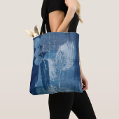 Tote Bag artwork bleu-gris Abstrait (De près)
