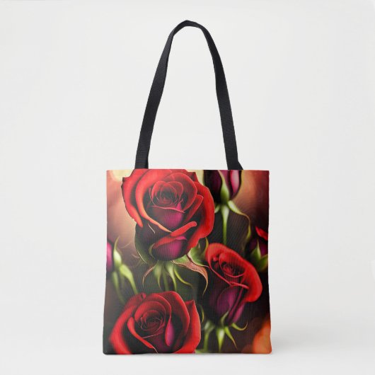 Tote Bag Artwork numérique Fleurs de rose rouge-58567 (Devant)