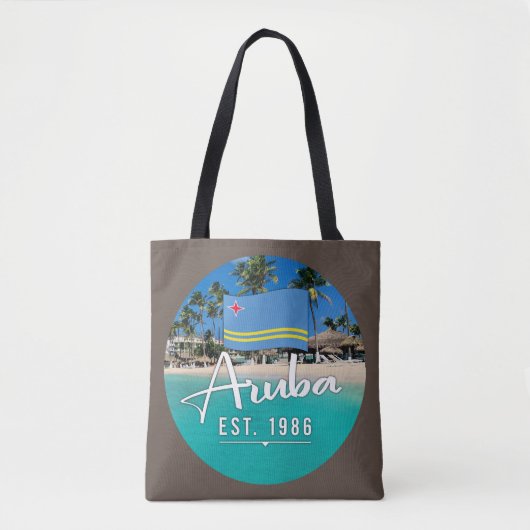 Tote Bag "Aruba Est. Plage Drapeau 1986" (Devant)