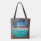 Tote Bag "Aruba Est. Plage Drapeau 1986" (Dos)