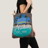 Tote Bag "Aruba Est. Plage Drapeau 1986" (De près)