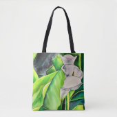 Tote Bag Arum blanc Lily aquarelle tropicale florale (Devant)