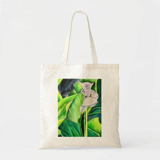 Tote Bag Arum blanc Lily aquarelle tropicale florale (Devant)