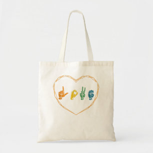 Tote Bag ASL Love American Sign Language Cadfts Sourd Mute
