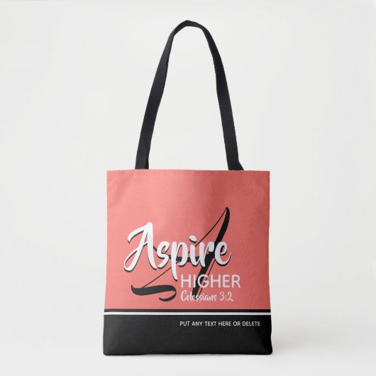Tote Bag ASPIRE HAUT Inspirational Christian CORAL (Devant)