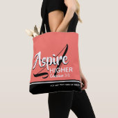 Tote Bag ASPIRE HAUT Inspirational Christian CORAL (De près)
