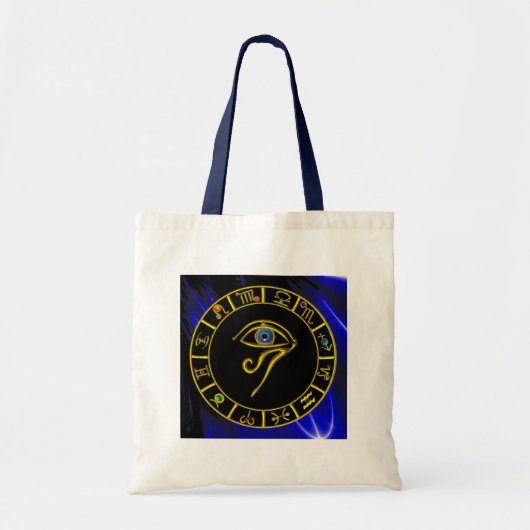 Tote Bag ASRAL HORUS EYE, BLUE TALISMAN /Astrology Chart (Devant)