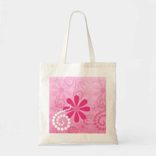 Tote Bag Assez le rose fleurit le rétro motif mignon de (Devant)