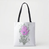 Tote Bag Assez Violet Hamsa Araméen "Pas difficile" (Devant)