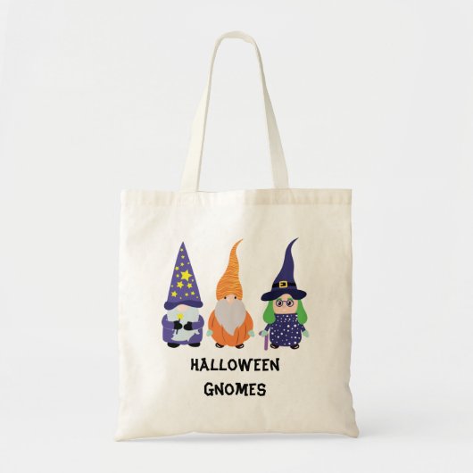 Tote Bag Assistant Citrouille Sorcière Halloween Gnomes Tri (Devant)