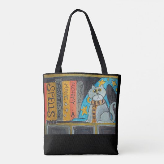 Tote Bag Assistant d'art populaire Chat Magic Fun Scholar (Dos)