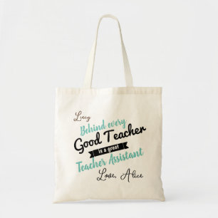 Tote Bag assistant d'enseignement en garderie turquoise per