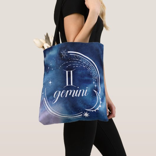 Tote Bag Astrologie aquarelle - Gemini (De près)