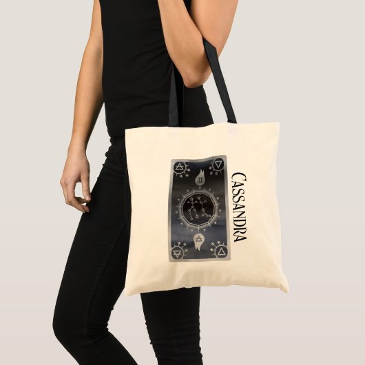 Tote Bag Astrologie Zodiaque foncée : Gemini Black Silver N (Devant (produit))