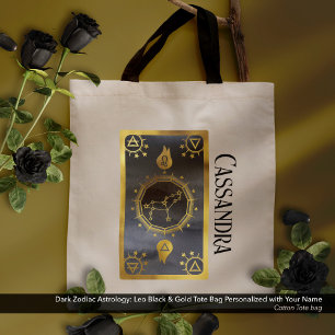 Tote Bag Astrologie Zodiaque foncée : Leo Black Gold Nom