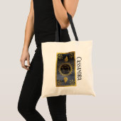 Tote Bag Astrologie Zodiaque foncée : Libra Black Gold Nom (Devant (produit))
