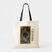 Tote Bag Astrologie Zodiaque foncée : Libra Black Gold Nom (Devant)