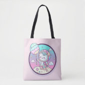 Tote Bag Astronaut mignon avec balon de crème glacée sur la (Devant)