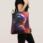 Tote Bag Astronaut World Discovery Peinture Univers Humain (De près)