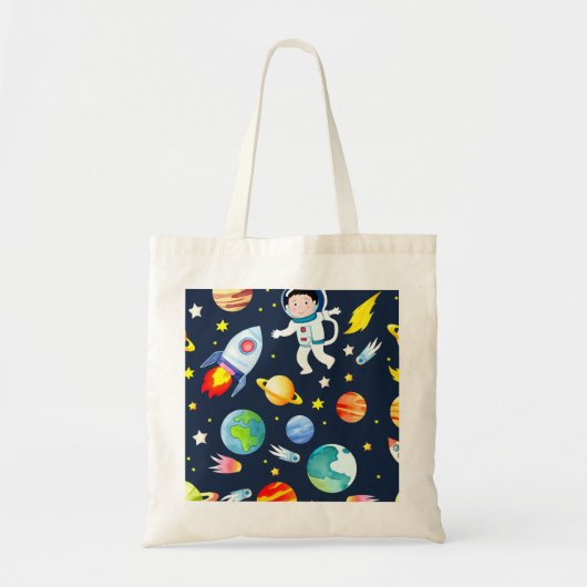 Tote Bag Astronaute dans l'espace Planètes et Fusées Motif (Devant)