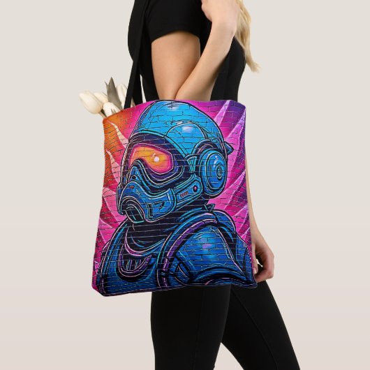 Tote Bag Astronaute de Neon Cyberpunk (De près)