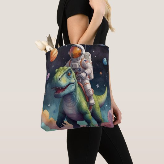 Tote Bag Astronaute sur Dino dans l'espace (De près)