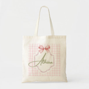 Tote Bag Athena Baby Girl Nursery Bow&En vichy personnalisé