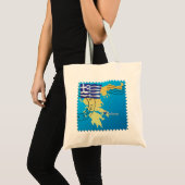 Tote Bag Athènes Grèce Horloge grecque Drapeau et carte (Devant (produit))