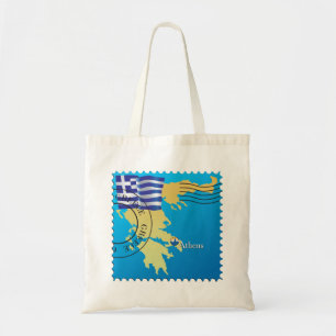 Tote Bag Athènes Grèce Horloge grecque Drapeau et carte