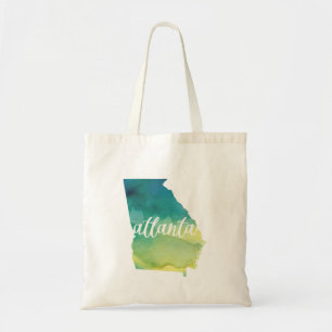 Tote Bag Atlanta, la Géorgie aquarelle bleue et verte de