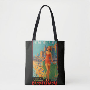 Tote Bag Atlantic City Beach Beauté Vintage Art