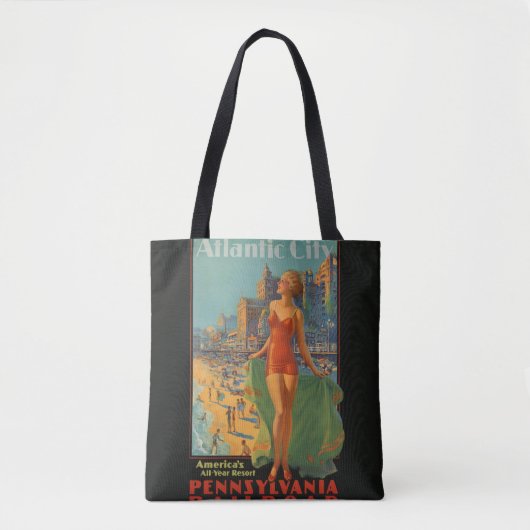 Tote Bag Atlantic City Beach Beauté Vintage Art (Devant)