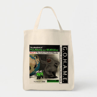 Tote Bag Attaque du monstre d'empreinte de pas de carbone