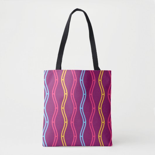 Tote Bag Attention Grabber Rose Bleu Or Vagues violet (Devant)