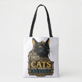 Tote Bag Attitude de chat noir antique (Devant)