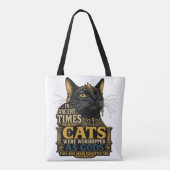 Tote Bag Attitude de chat noir antique (Dos)