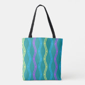 Tote Bag Attrape l'attention Vagues bleues Jaune Turquoise  (Dos)