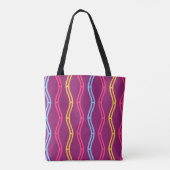 Tote Bag Attrape l'attention Vagues Rose Bleu Or Violet (Dos)