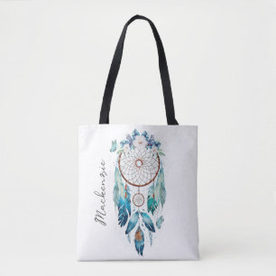 Tote Bag Attrape-rêve bohème à l'aquarelle